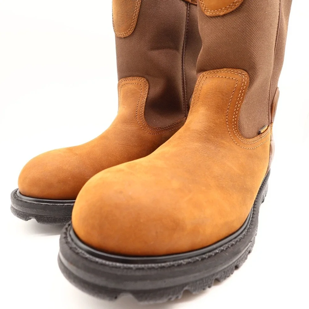 Carhartt Work Boots Mens 10.5 M Brown Leather Waterproof Wellington CMP1100 NIB